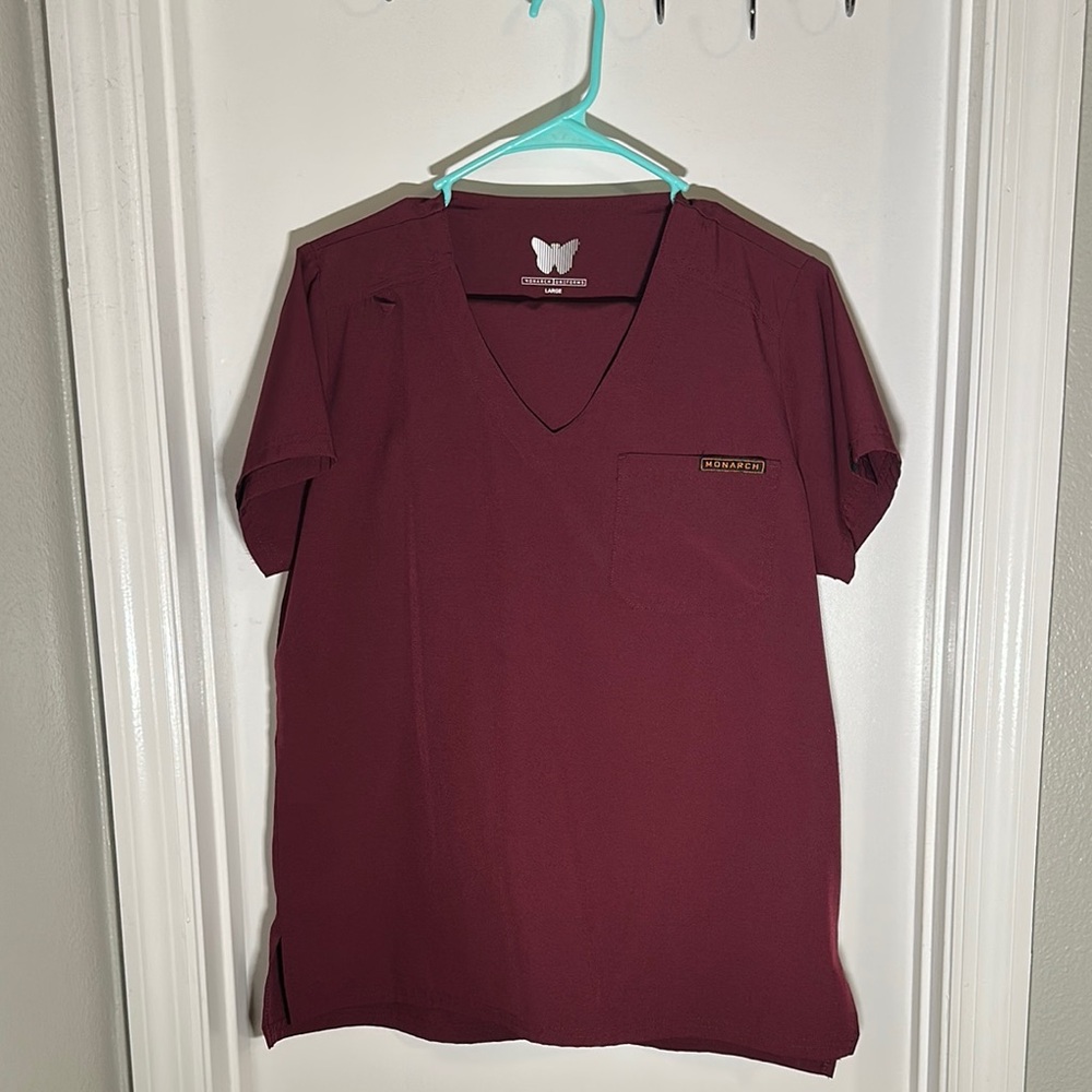 Monarch Women's Burgundy V-Neck/Jogger Scrub Set